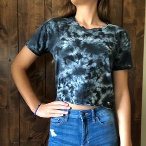 PINK  tie dyed cropped tee